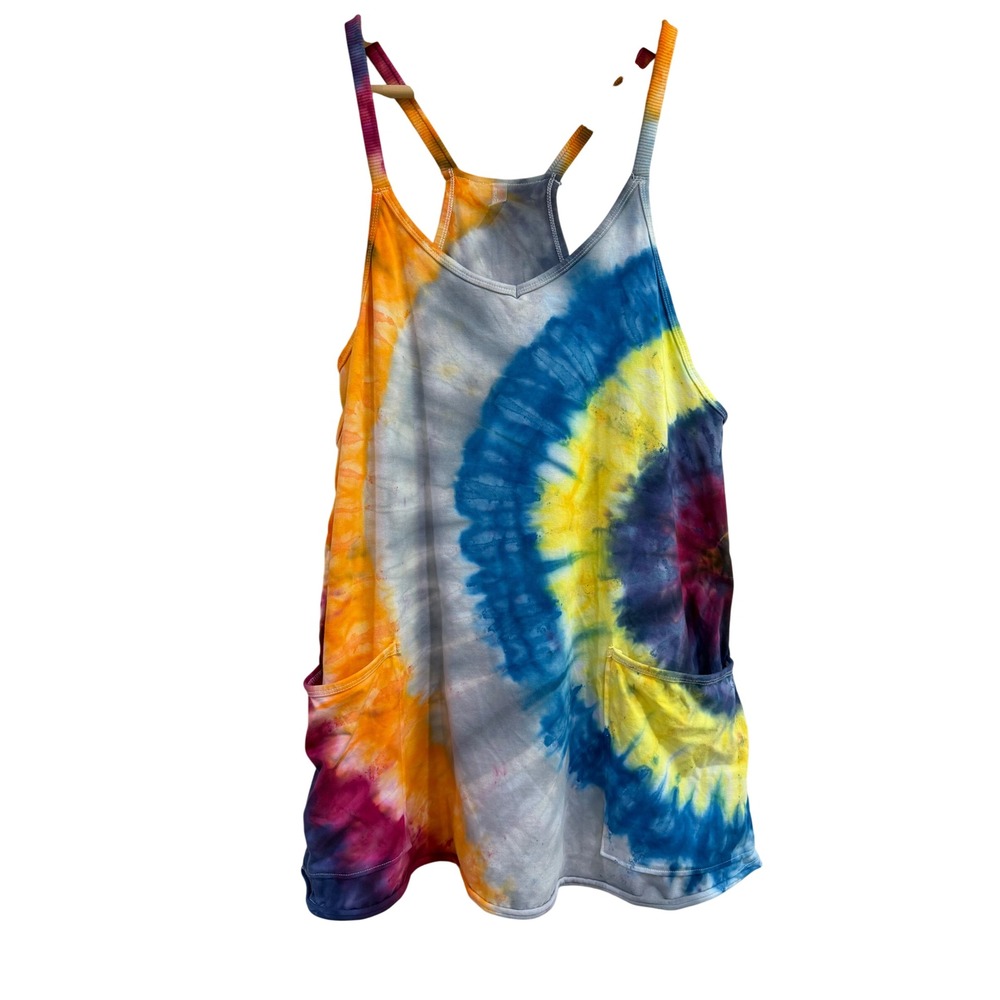 Free People Movement Hot Shot Printed Romper Tie Dye Blue Orange Yellow Small